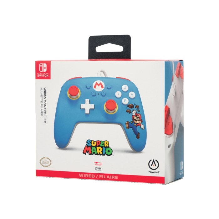 Power a Mando con Cable para Nintendo Switch Mario Brick Breaker Blanco Mate USB 3m 2