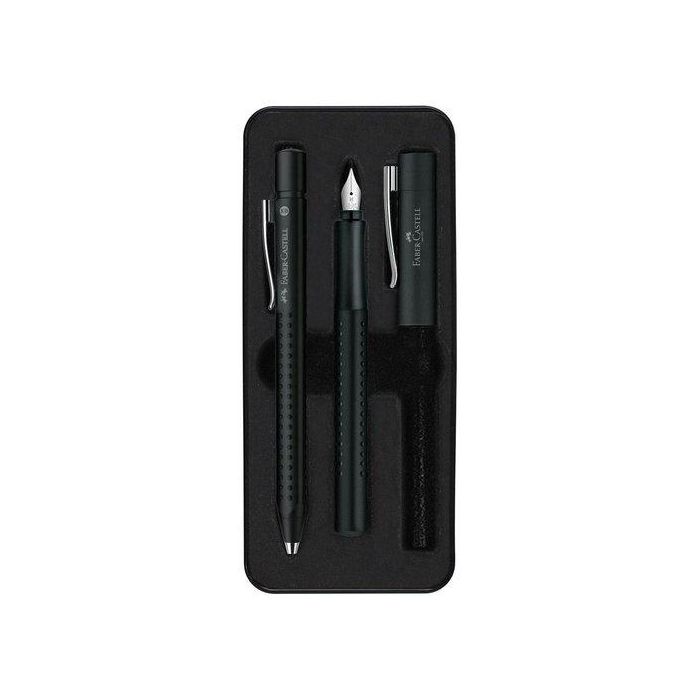 Juego Boligrafo+Pluma Faber-Castell Grip 2011 (M) Negro Mate