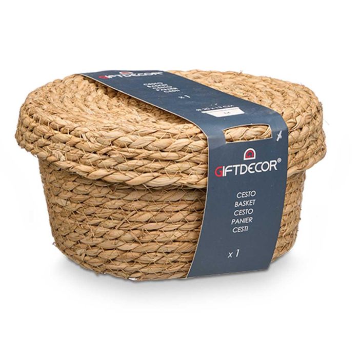 Cesto Tapa Redondo Med Natural Giftdecor 24x13x24cm (6 Unidades) 1 Cesto Tapa Redondo Med Natural Giftdecor 24x13x24cm (6 Unidades) 1