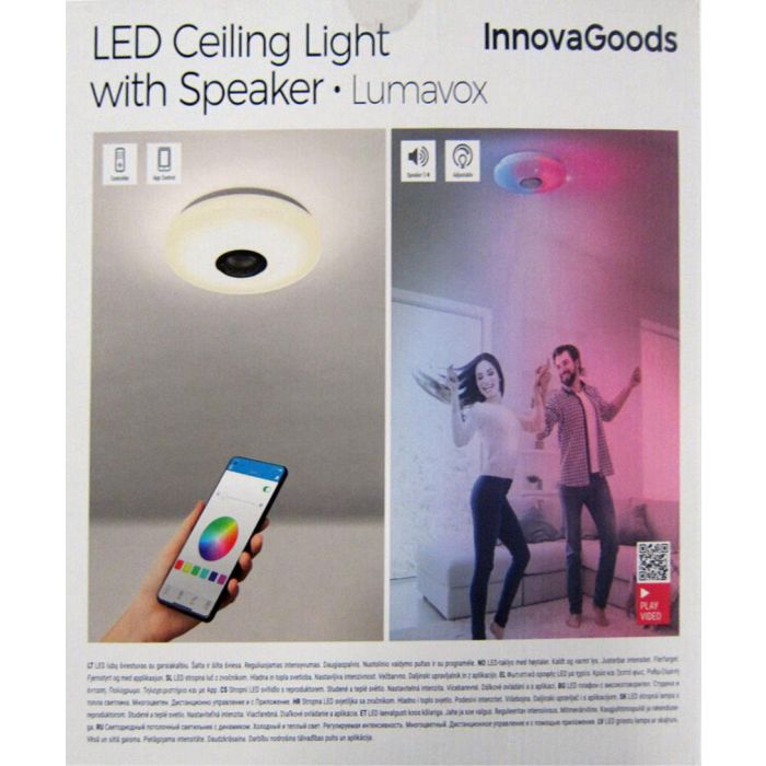 Lumavox Innovago Lámpara LED de Techo con Altavoz 30 cm x 30 cm x 5 cm (4 Unidades)