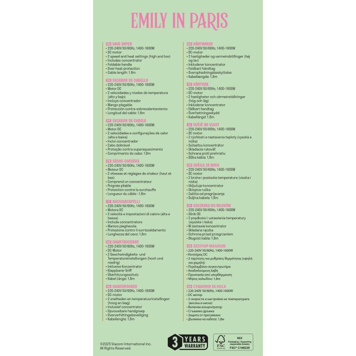 Secador De Pelo Plegable "Emily In Paris" (6 Unidades) 4 Secador De Pelo Plegable "Emily In Paris" (6 Unidades) 4
