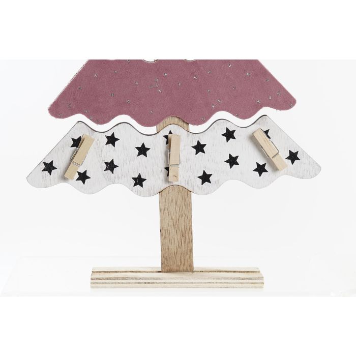 DKD Home Decor Decoracion Navidad Tradicional Rosa Rojo Madera 4 x 40 x 22 cm (4 Unidades) 1