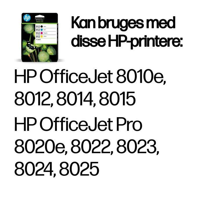 HP Cartuchos de Tinta 912 Bk, C, M, Y Cuatricolor para Officejet Pro 8000 Series - Pack De 4 4