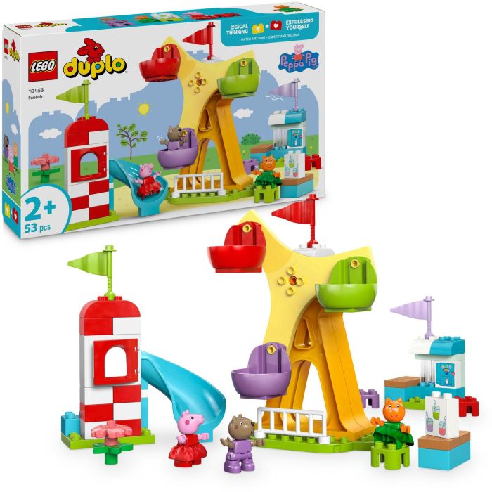LEGO DUPLO 10453 Set Feria Peppa Pig Parque de Atracciones, Noria, Tobogán y Figuras para Niños +2 años 12