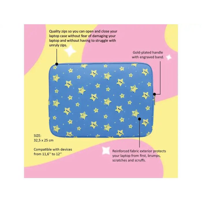 Mr.Wonderful Funda para portátil 12" estrellas, protección acolchada y diseño alegre 2