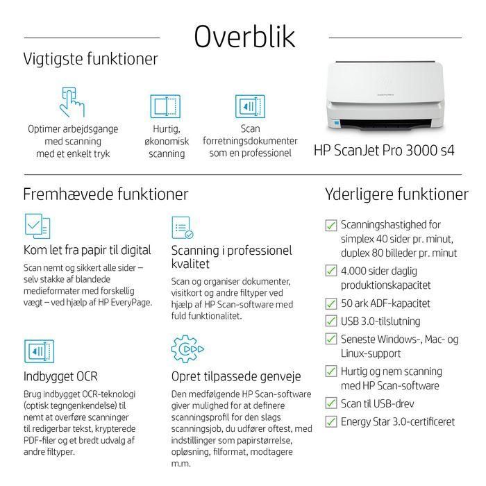 HP 3000 s4 ScanJet Pro Escáner de Alimentación de Hojas, Rápido 40 ppm/80 ipm, ADF 50 Páginas, Ideal para 4.000 Páginas al Día 6