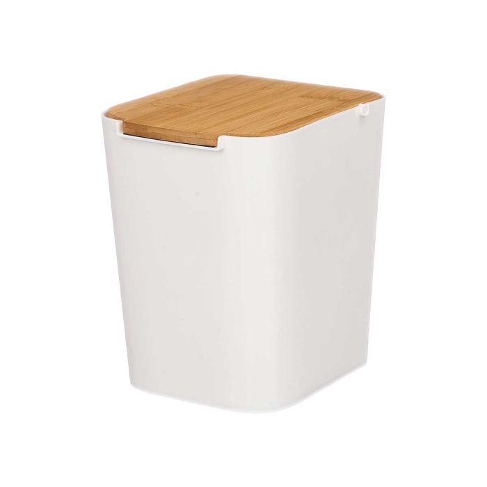 Papelera con Tapa de Bambú Blanca Kinvara 17.2x24.5x22 cm (6 Unidades) 1 Papelera con Tapa de Bambú Blanca Kinvara 17.2x24.5x22 cm (6 Unidades) 1