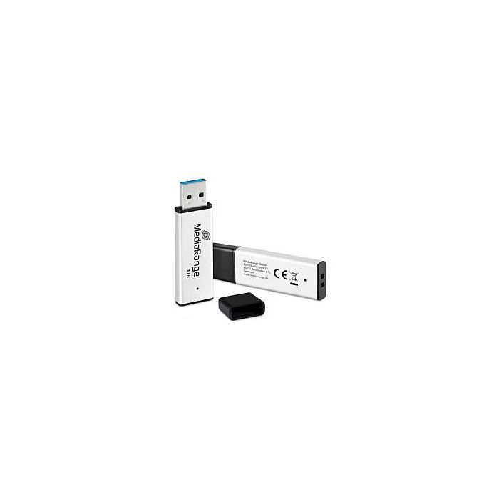MEDIARANGE MR1905-1 Pendrive USB-C y USB 3.2 Gen 1 de 1 TB, Lectura 400 MB/s, Aluminio Negro y Plata