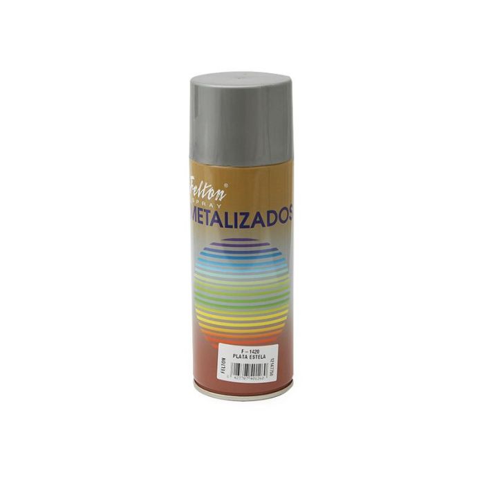 Felton Spray Pintura Plata Metalizada Estelar 400ml de Secado Rápido para Renovación de Muebles, Bricolaje y Metal