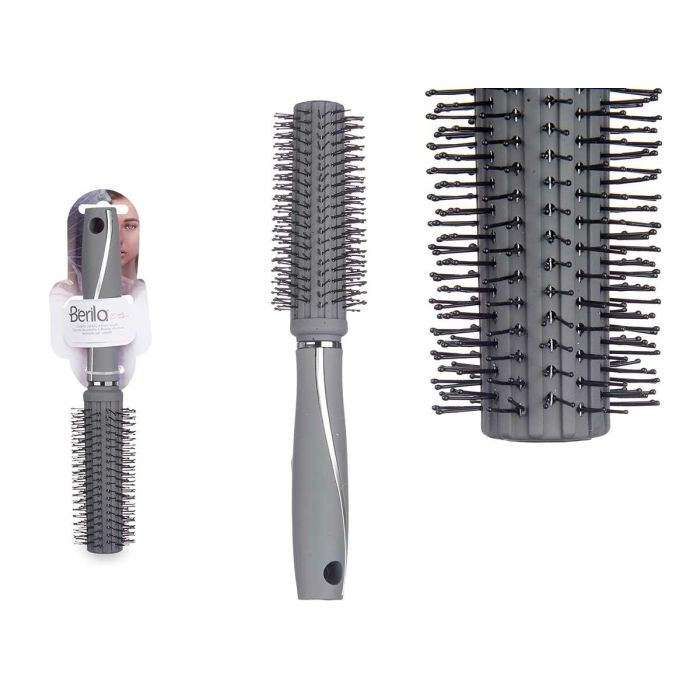 Berilo Cepillo para Cabello Rizo Gris Siliconado 4x24x4 cm (24 Unidades)