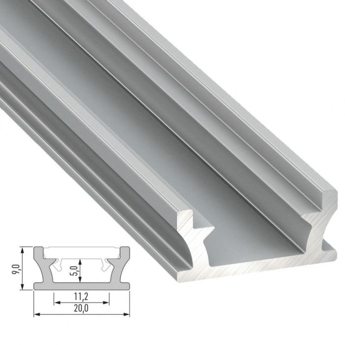 Perfíl Aluminio Tipo TERRA 2,02M - Anodizado Plata 1 Perfíl Aluminio Tipo TERRA 2,02M - Anodizado Plata 1