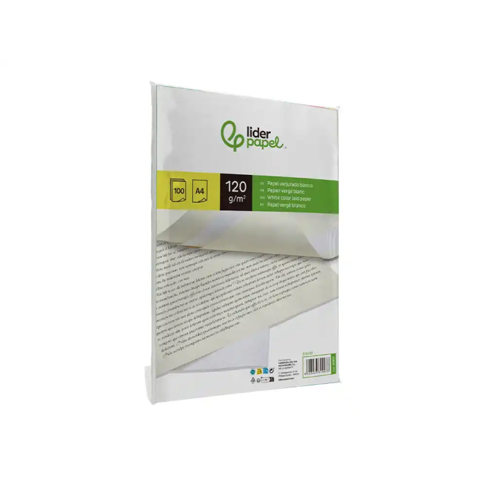 Liderpapel Papel Verjurado A4 120g/m² Blanco Paquete 100 Hojas 3 Liderpapel Papel Verjurado A4 120g/m² Blanco Paquete 100 Hojas 3