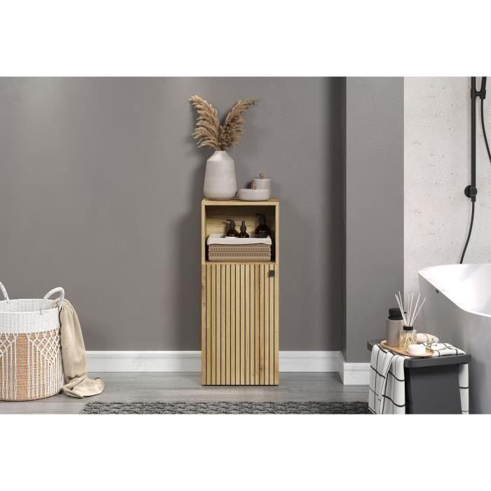Mueble de baño - Decoración roble - L40 x H95 x D31cm - PURE BLISS 4 Mueble de baño - Decoración roble - L40 x H95 x D31cm - PURE BLISS 4