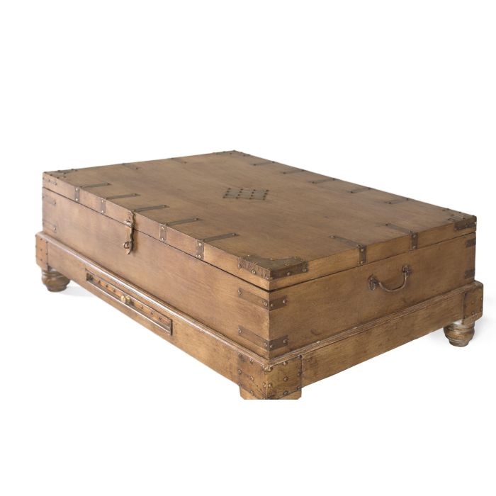 GINER Y COLOMER Mesa de Centro Baúl Madera Maciza Mango Tapa Abatible Caja Frontal 2