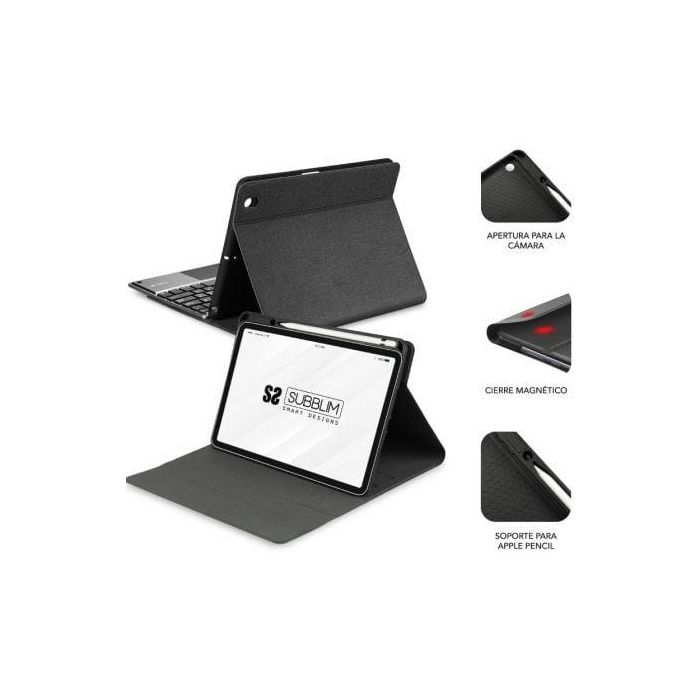 Subblim SUBKT4-BTPI02 Funda con Teclado KeyTab Pro BT para iPad 10.9" 10a Gen, Retroiluminado, Touchpad, Negro, QWERTY Español, Antigolpes, Ranura Apple Pencil 3 Subblim SUBKT4-BTPI02 Funda con Teclado KeyTab Pro BT para iPad 10.9" 10a Gen, Retroiluminado, Touchpad, Negro, QWERTY Español, Antigolpes, Ranura Apple Pencil 3