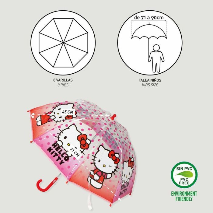 Cerdá Paraguas Manual de Burbuja Poe Hello Kitty de 45 cm Rosa para Niñas, Edad Mínima 3 Años 6