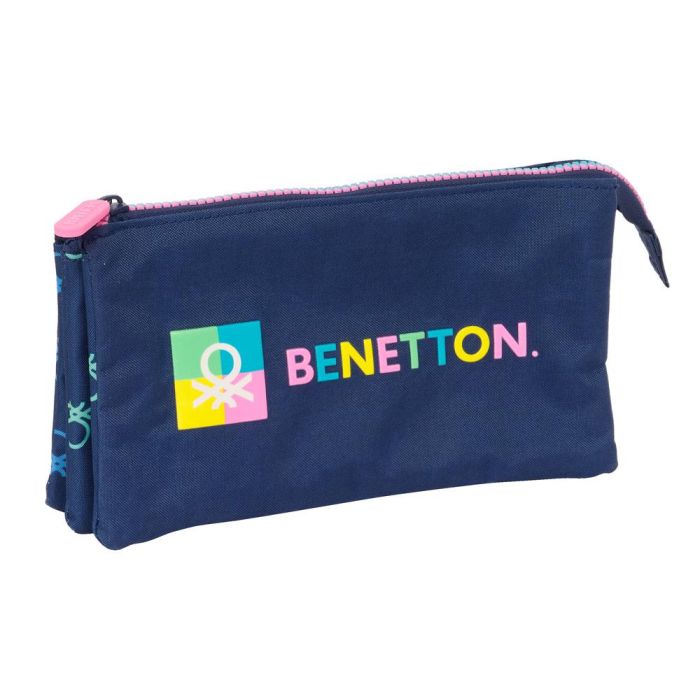 Portatodo Triple Benetton Cool Azul marino 22 x 12 x 3 cm