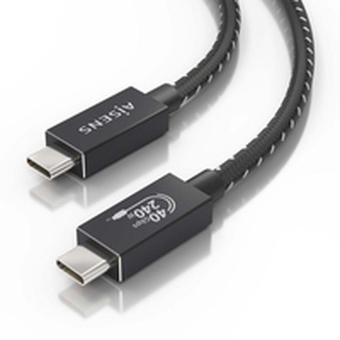 AISENS - CABLE USB4 GEN3x2 ALUMINIO 40GBPS 8K@60HZ 5A 48V 240W E-MARK, TIPO USB-C/M-USB-C/M, NEGRO, 0.5M 1