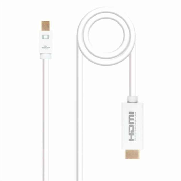 Nanocable Cable Conversor Mini DP a HDMI, Compatible con 4K, DisplayPort 1.2a, HDMI 1.4b, 2 metros, Blanco