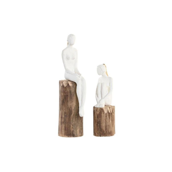 Figura Urban DKD Home Decor Blanco Marron 15 x 40 x 9 cm (2 Unidades)