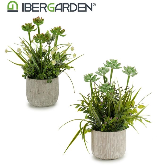 Planta Artificial Tallos Maceta Cemento Surtidos Ibergarden 23X39CM (6 Unidades) 2 Planta Artificial Tallos Maceta Cemento Surtidos Ibergarden 23X39CM (6 Unidades) 2