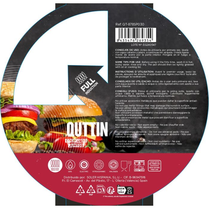 Quttin Sarten Aluminio Forjado Induccion Full Spiral 30 cm 2