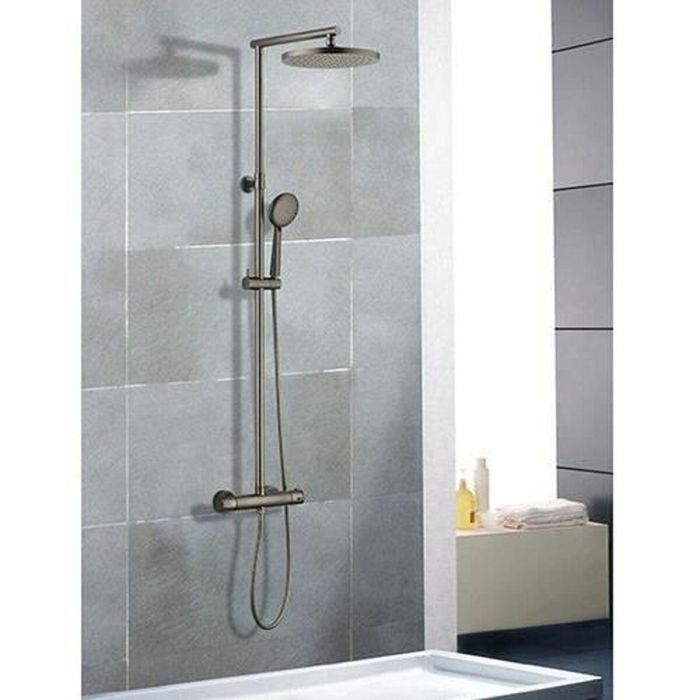 Edouard Rousseau AAAPS00314 - Columna de Ducha Termostática Grafito con Rociador Orientable Ø 250 mm Gris 2