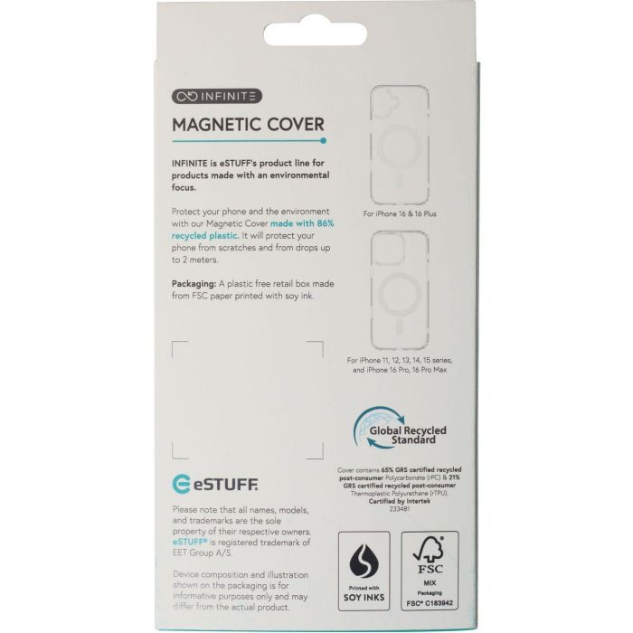 eSTUFF iPhone 16 Plus INFINITE OSLO Magnetic Hybrid Cover - Transparent - 86% recycled plastic 3 eSTUFF iPhone 16 Plus INFINITE OSLO Magnetic Hybrid Cover - Transparent - 86% recycled plastic 3