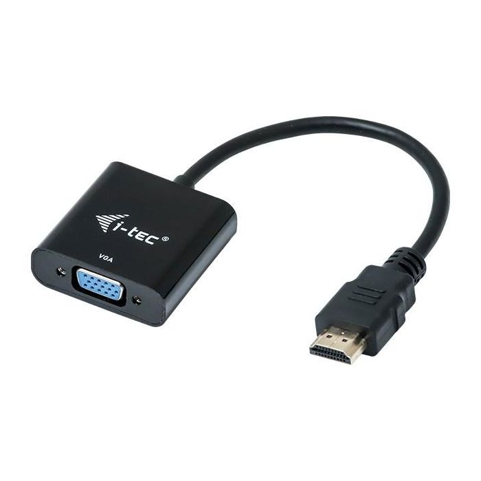 I-Tec HDMI2VGAADA - Adaptador conversor HDMI a VGA, Full HD 1080p, Macho a Hembra, Cable 0.15m, Negro
