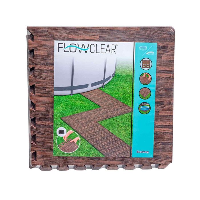 Bestway Suelo Piscina Foam Estilo Madera Retractil 12 Piezas 50x50 cm Jardin 58712 12