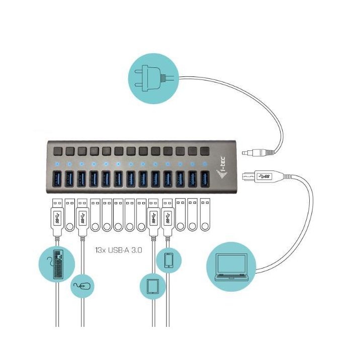 Hub USB i-Tec U3CHARGEHUB13 60W 2