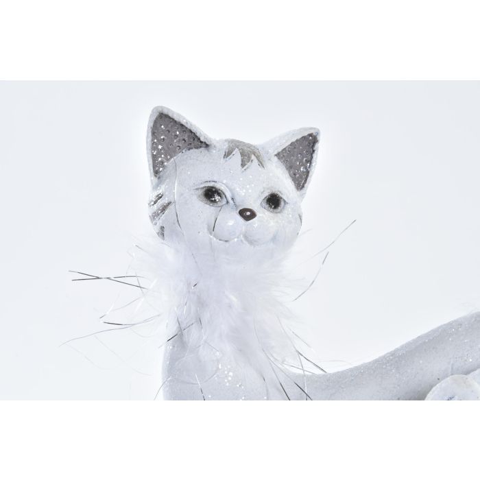 DKD Home Decor Figura Decorativa Romántica de Gato en Resina Blanca - Pack 2 Unidades - Largo 8 cm, Alto 14 cm, Ancho 23 cm 1