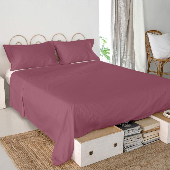 Sábana Encimera HappyFriday Basic Magenta Cama de 80/90 4