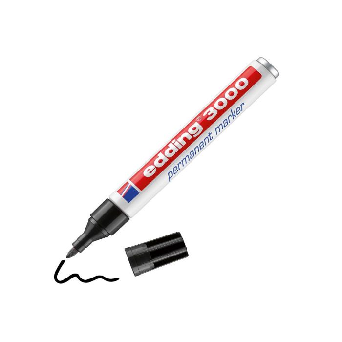 Rotulador Edding Marcador Permanente 3000 Negro Punta Redonda 1,5-3 mm Recargable 10 unidades 2