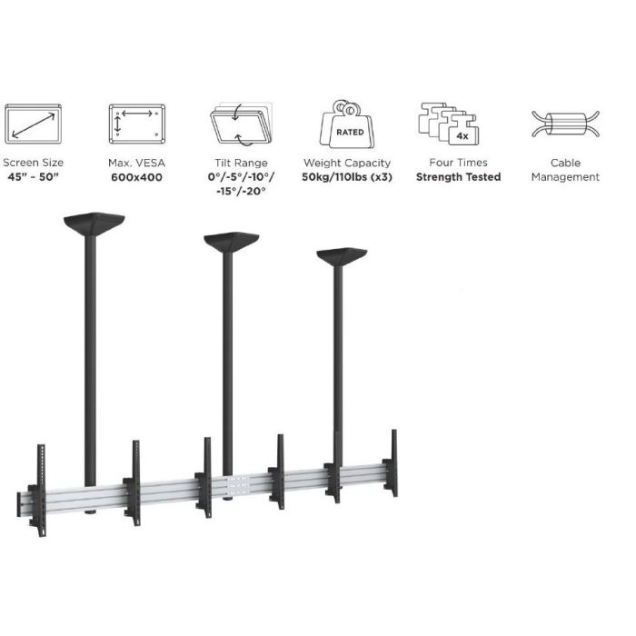 Equip Deckenhalterung 45"-50"/3TFT je 50kg 1Gelenk neig. sw lite Retail (Speditionsversand) 7 Equip Deckenhalterung 45"-50"/3TFT je 50kg 1Gelenk neig. sw lite Retail (Speditionsversand) 7