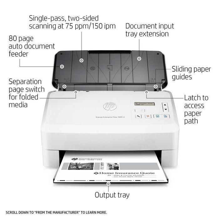 Escáner HP ScanJet Enterprise Flow 7000 S3 75 ppm 11 Escáner HP ScanJet Enterprise Flow 7000 S3 75 ppm 11