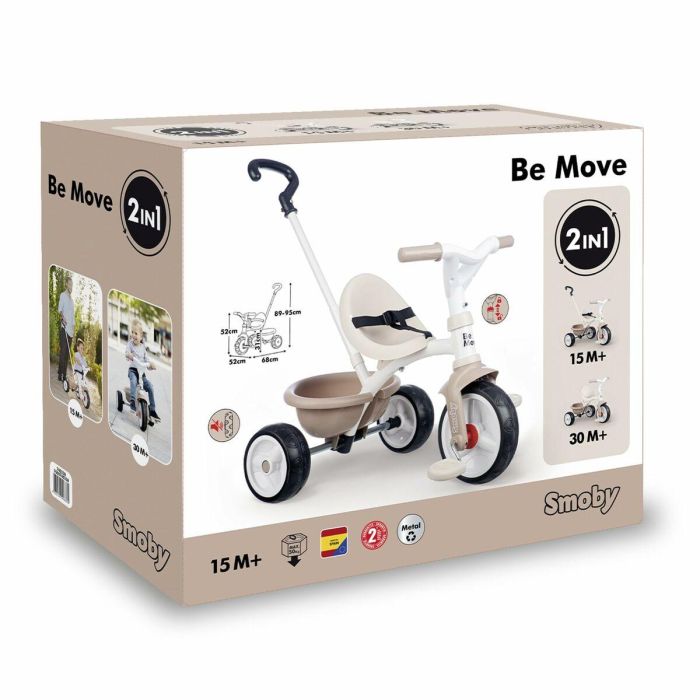 Smoby Triciclo Be Move Beige, recomendado para niños a partir de 3 años, fabricado en plástico y metal. 1 Smoby Triciclo Be Move Beige, recomendado para niños a partir de 3 años, fabricado en plástico y metal. 1