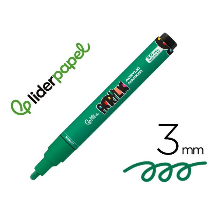 Rotulador Liderpapel Acrylic Base Agua Todo Tipo De Superficie Punta Redonda 3 mm Verde Rotulador Liderpapel Acrylic Base Agua Todo Tipo De Superficie Punta Redonda 3 mm Verde