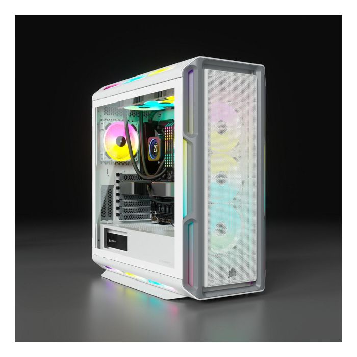 Corsair iCUE 5000T RGB Midi Tower Blanco PC Gaming con Panel de Vidrio Templado y Iluminación RGB