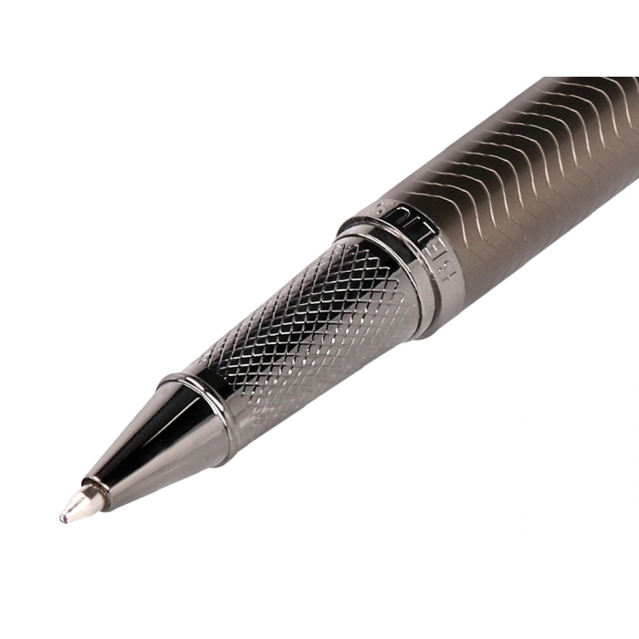 Belius Bolígrafo Neptuno Aluminio Textura Wavy Color Caqui Tinta Azul Caja de Diseño 7