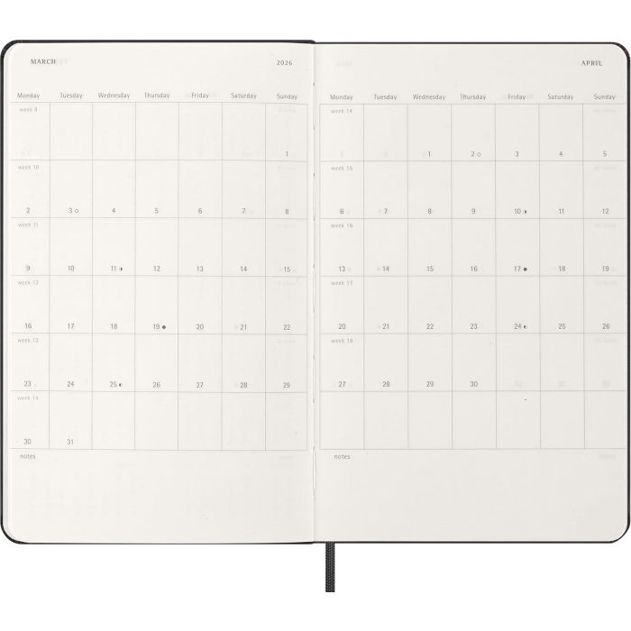 Agenda 2026 Tapa Dura 12 Meses Semanal Horizontal L (13 X 21 Cm) Negra Moleskine Dhb12Wh3Y26 4
