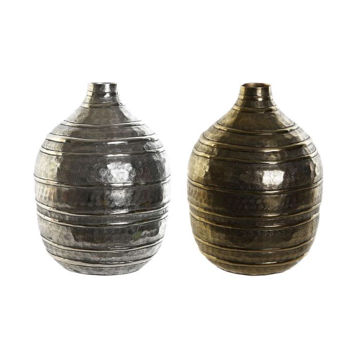 DKD Home Decor Jarrón Moderno Colección Luvato de Aluminio Dorado y Plateado, Acabado Desgastado, 20x28.5x20 cm (2 Unidades) DKD Home Decor Jarrón Moderno Colección Luvato de Aluminio Dorado y Plateado, Acabado Desgastado, 20x28.5x20 cm (2 Unidades)