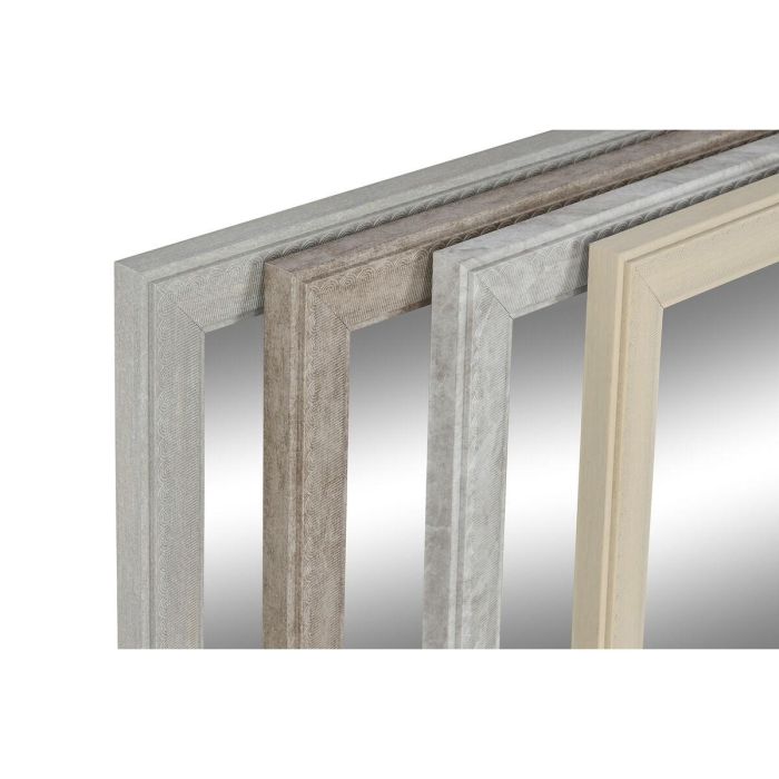 Espejo de pared DKD Home Decor Blanco Beige Gris oscuro 36 x 2 x 66 cm (4 Unidades) 2