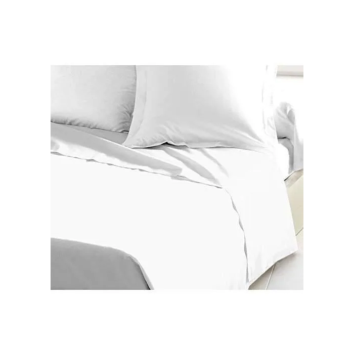 Lovely Home Sábana Plana 100% Algodón 180x290 cm Blanco Tejido Apretado 54 Hilos Certificado OeKO-TEX 3