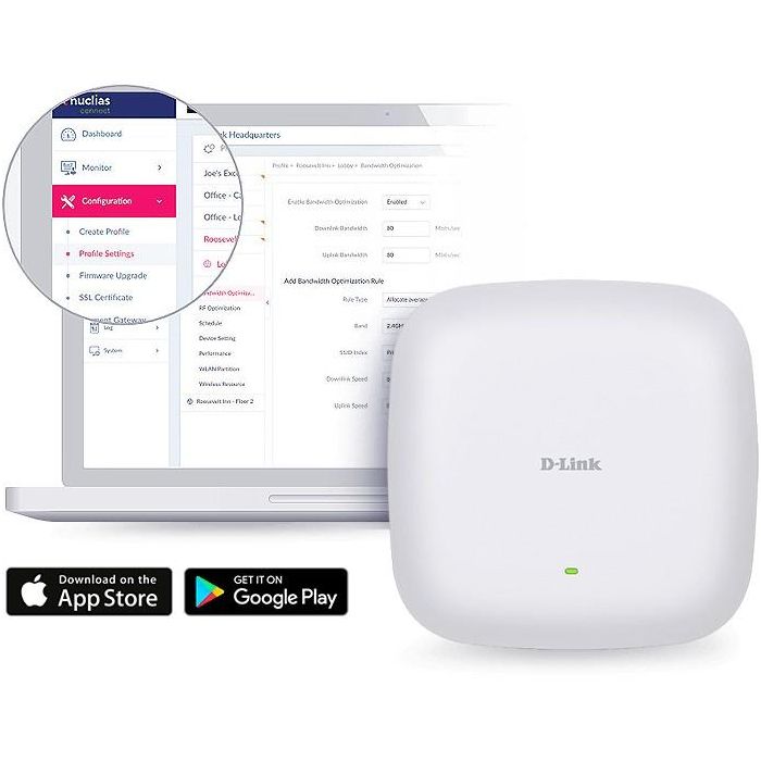 D-Link DAP-X2850 Punto de Acceso Inalámbrico Wi-Fi 6 (802.11ax) 3600Mbps Doble Banda 2.4/5GHz PoE Empresarial Nuclias Connect 4