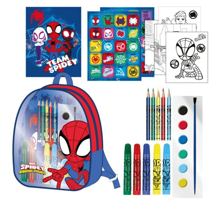 Mochila Infantil para Dibujar Spidey Azul 22 x 23 x 7 cm