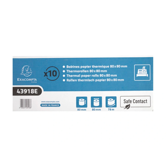 Exacompta Rollo Sumadora Térmico Safe Contact 80 mm x 80 mm 52 g/m2 6