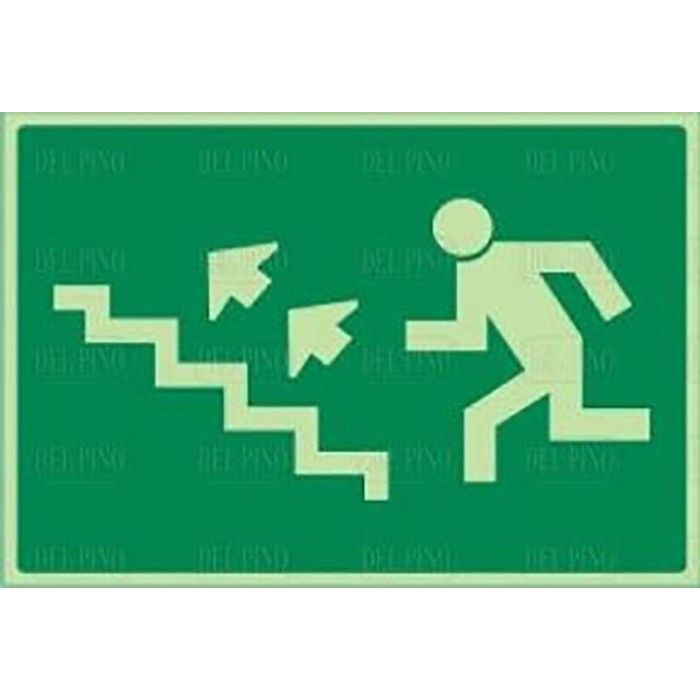 DUVER 970 Señal de Plástico Luminiscente para Escalera con Dirección Izquierda Arriba 297x210mm