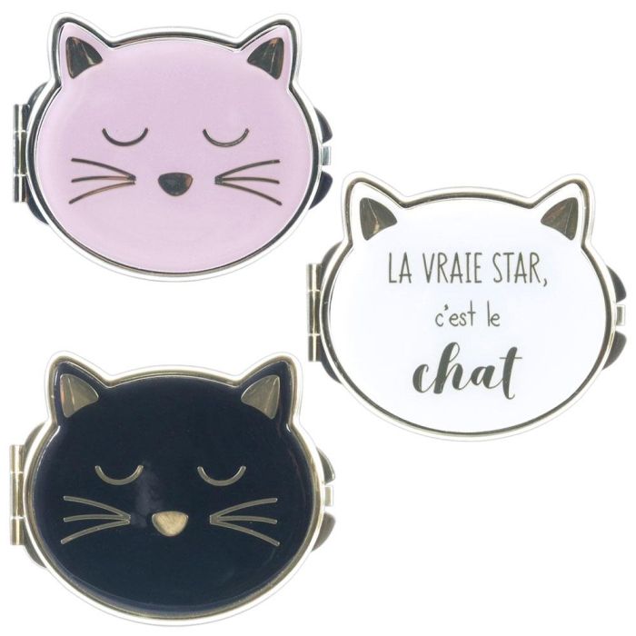 The Concept Factory Mon Chat Mon Ch 2 Espejos De Bolsillo Gato Doble Espejo Con 3 Aumentos 8x6.5cm 2