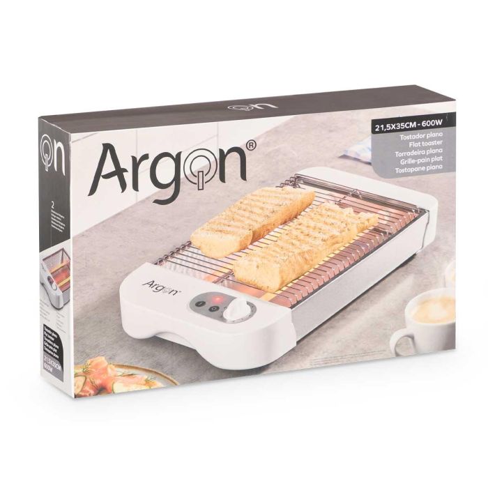 Tostador Plano Blanco 600W Argon 35x6.5x21.5 cm (6 Unidades) 2 Tostador Plano Blanco 600W Argon 35x6.5x21.5 cm (6 Unidades) 2